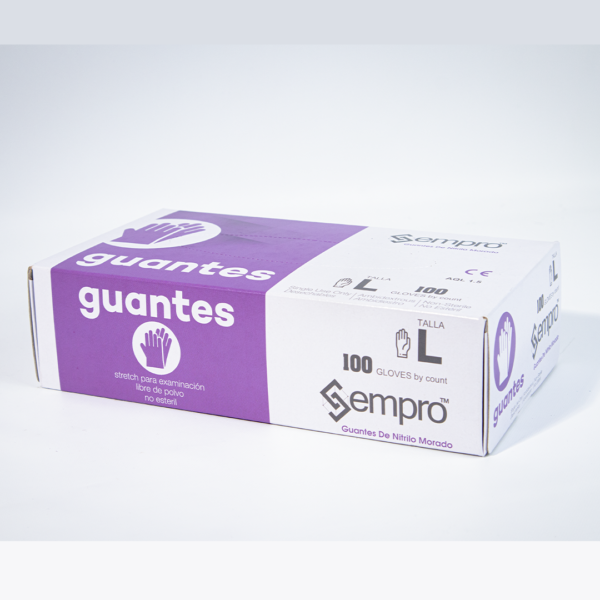 Guantes de nitrilo morados talla L - Imagen 2
