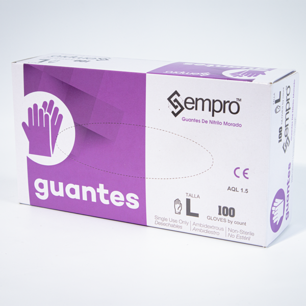 Guantes de nitrilo morados talla L