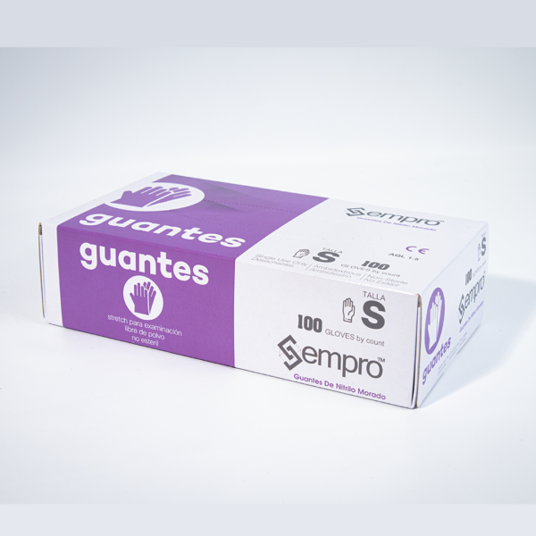 Guantes de nitrilo morados talla S - Imagen 2