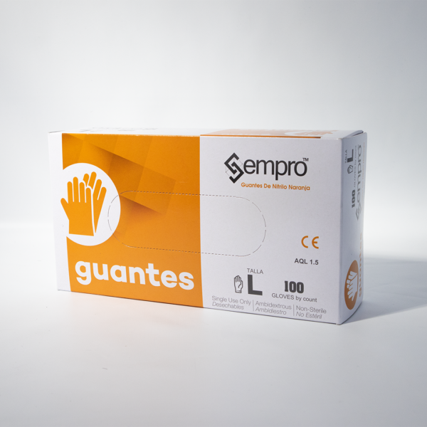 Guantes de nitrilo naranja talla L