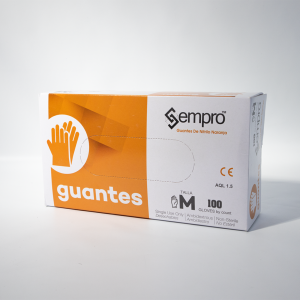 Guantes de nitrilo naranja talla M