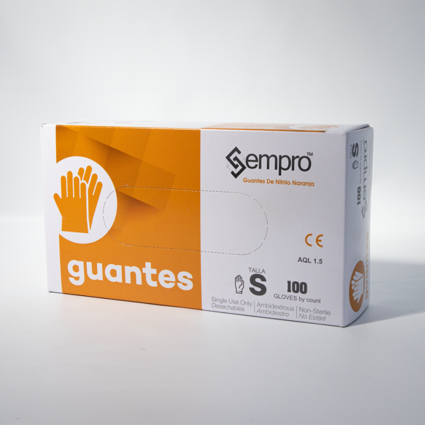 Guantes de nitrilo naranja talla S