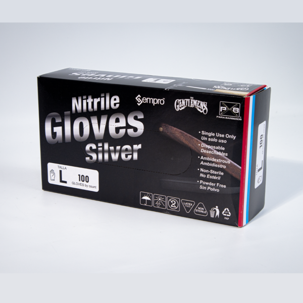 Guantes de nitrilo plateados talla L