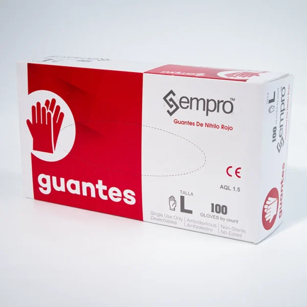 Guantes de nitrilo rojo talla L
