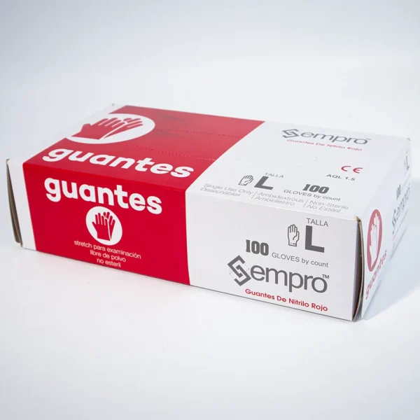 Guantes de nitrilo rojo talla L - Imagen 2