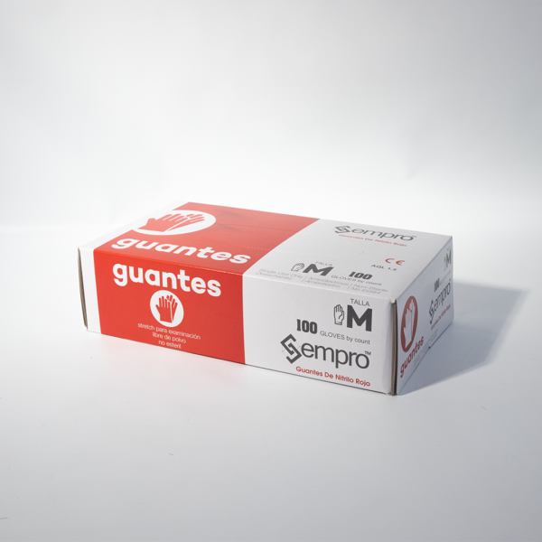Guantes de nitrilo rojo talla M - Imagen 2