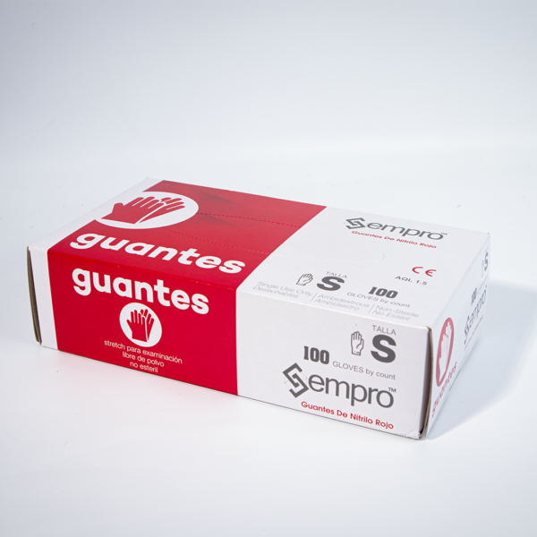 Guantes de nitrilo rojo talla S - Imagen 2