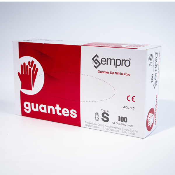 Guantes de nitrilo rojo talla S