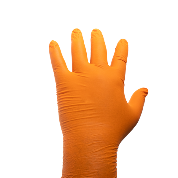 Guantes de nitrilo naranja talla M - Imagen 4