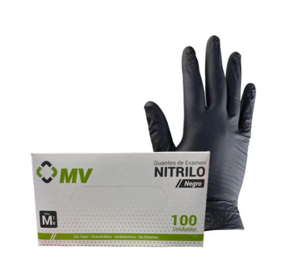 Guantes de nítrilo negro mv talla m