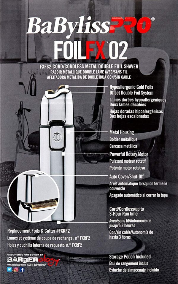 Shaver babyliss plateada fx02 - Imagen 3