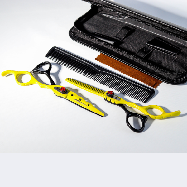 Kit tijera parabarberos premium x2 pcs amarillas