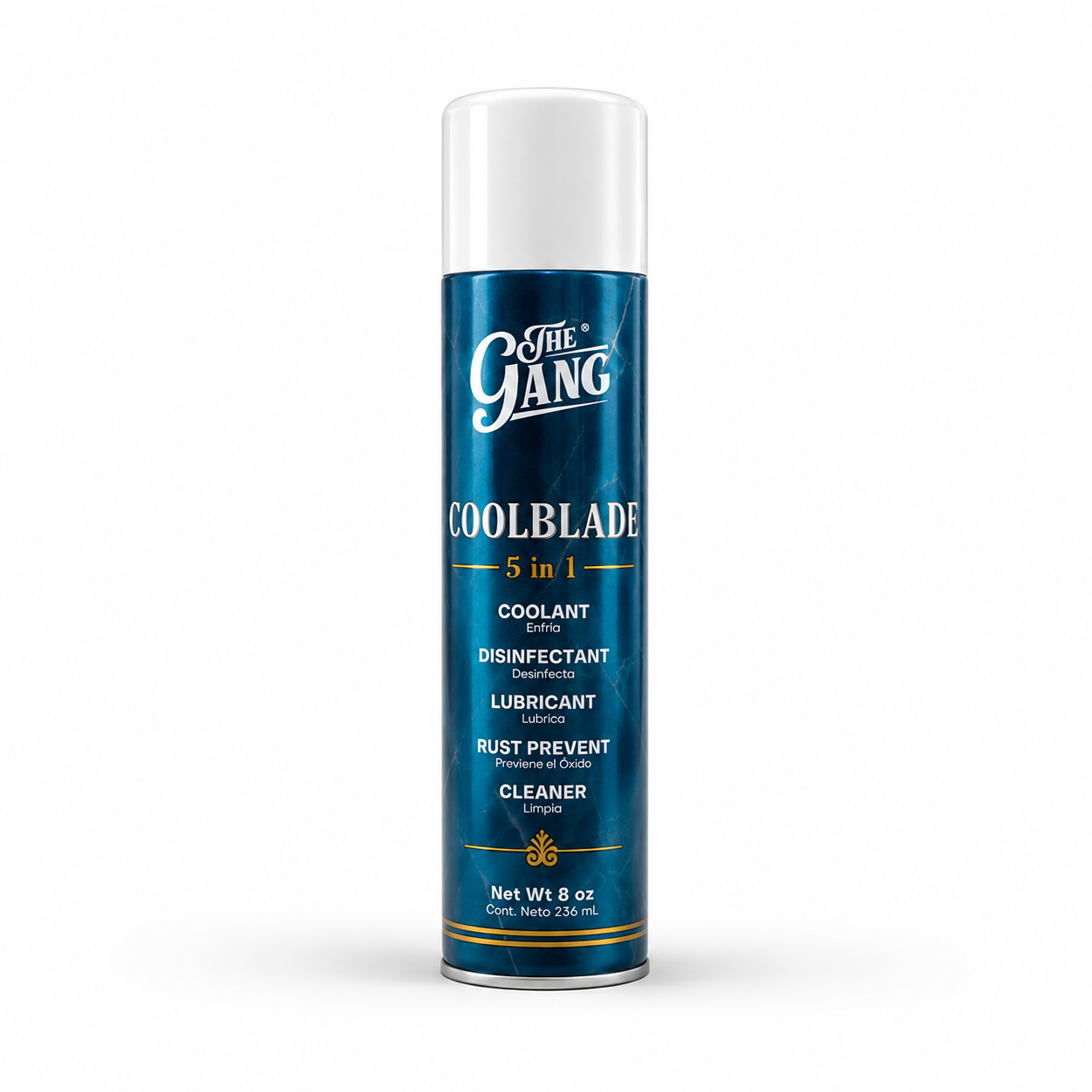 Spray refrigerante The Gang 5 en 1 para máquinas barbería  Cool Blade x 236 ml