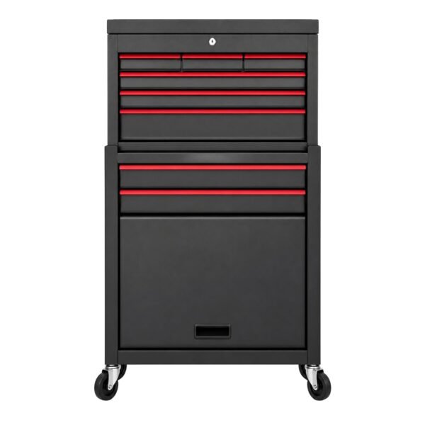 MUEBLE ORGANIZADOR DE HERRAMIENTAS DE BARBERÍA CON RODACHINES TIPO GABINETE ROJO PB 1303