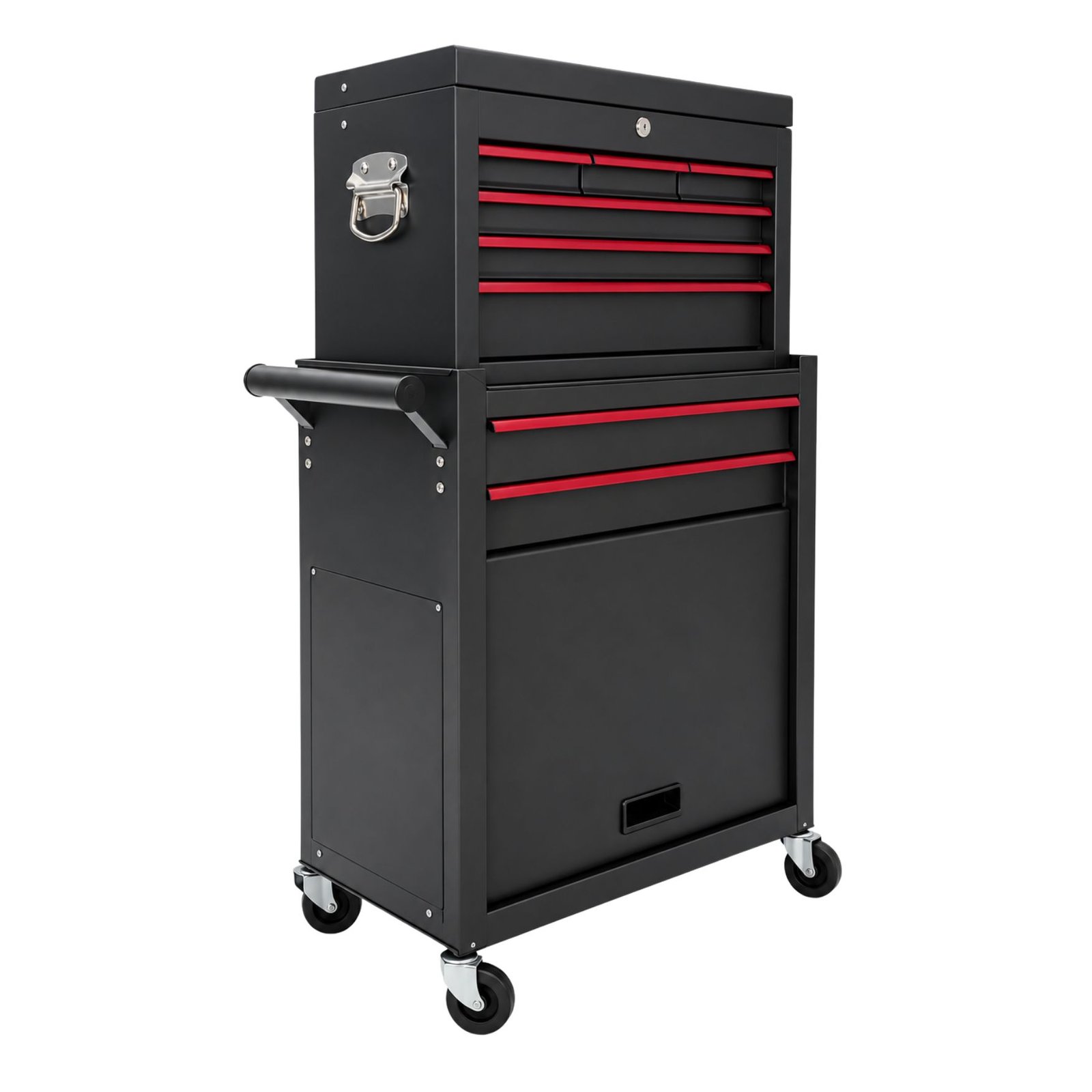 MUEBLE ORGANIZADOR DE HERRAMIENTAS DE BARBERÍA CON RODACHINES TIPO GABINETE ROJO PB 1303 - Imagen 4