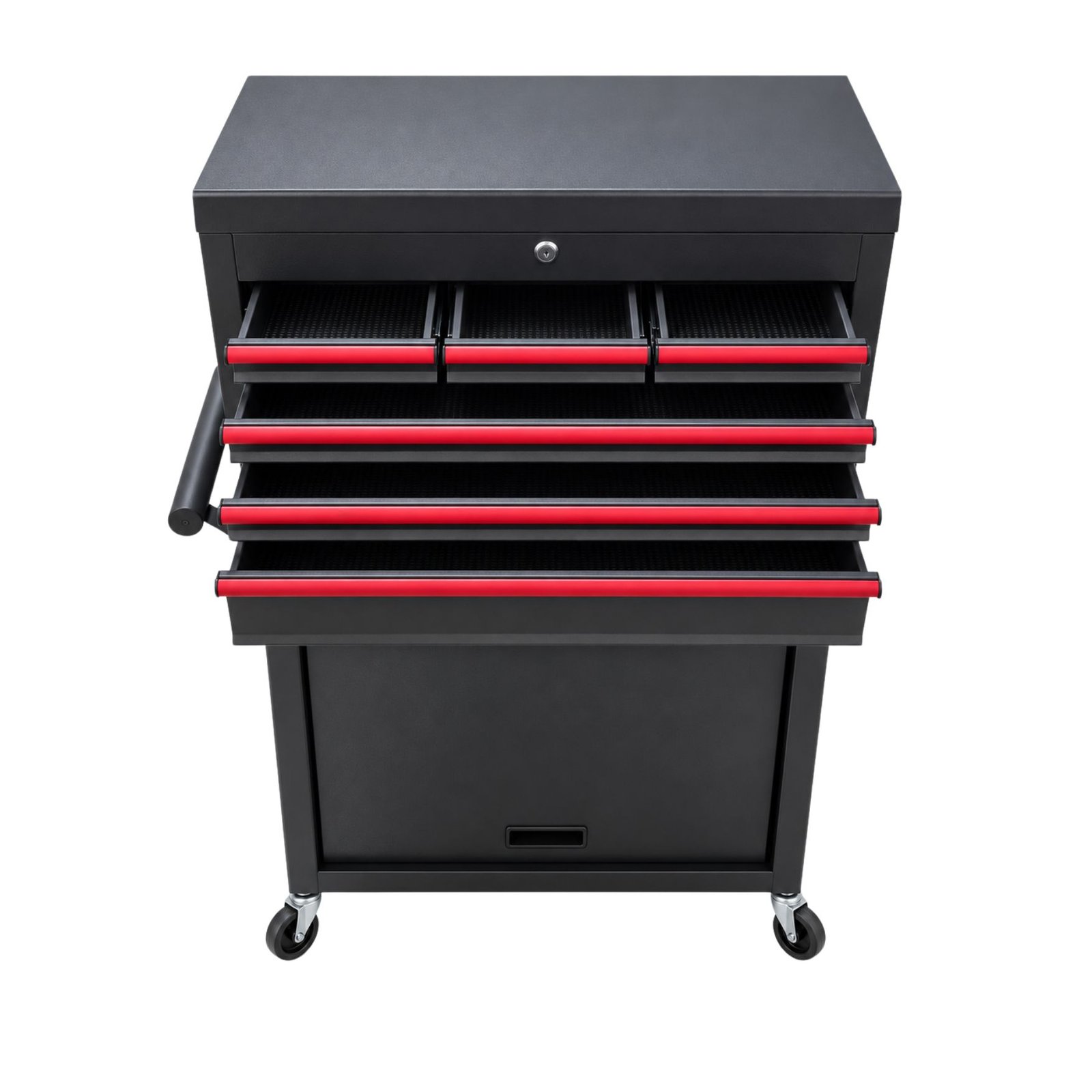 MUEBLE ORGANIZADOR DE HERRAMIENTAS DE BARBERÍA CON RODACHINES TIPO GABINETE ROJO PB 1303 - Imagen 3